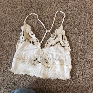 Free People White flower crop top